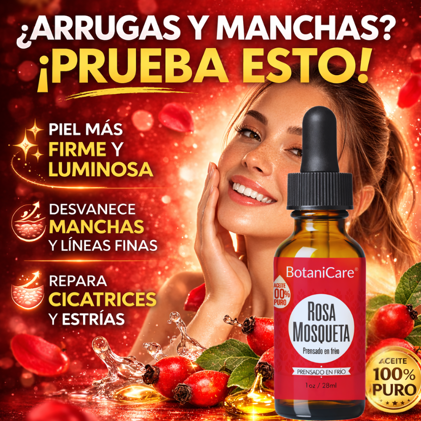 BotaniCare™ Aceite de Rosa Mosqueta Puro – Reduce Cicatrices, Estrías y Manchas